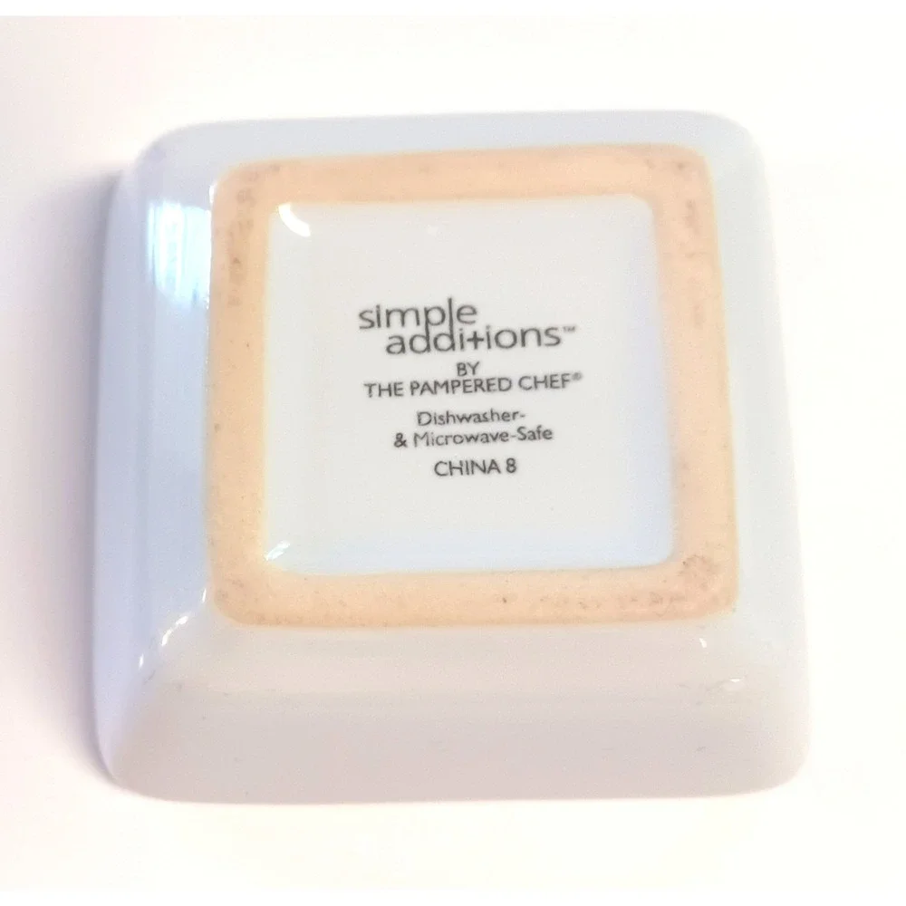 Pampered Chef White Square Ceramic Serving Bowl